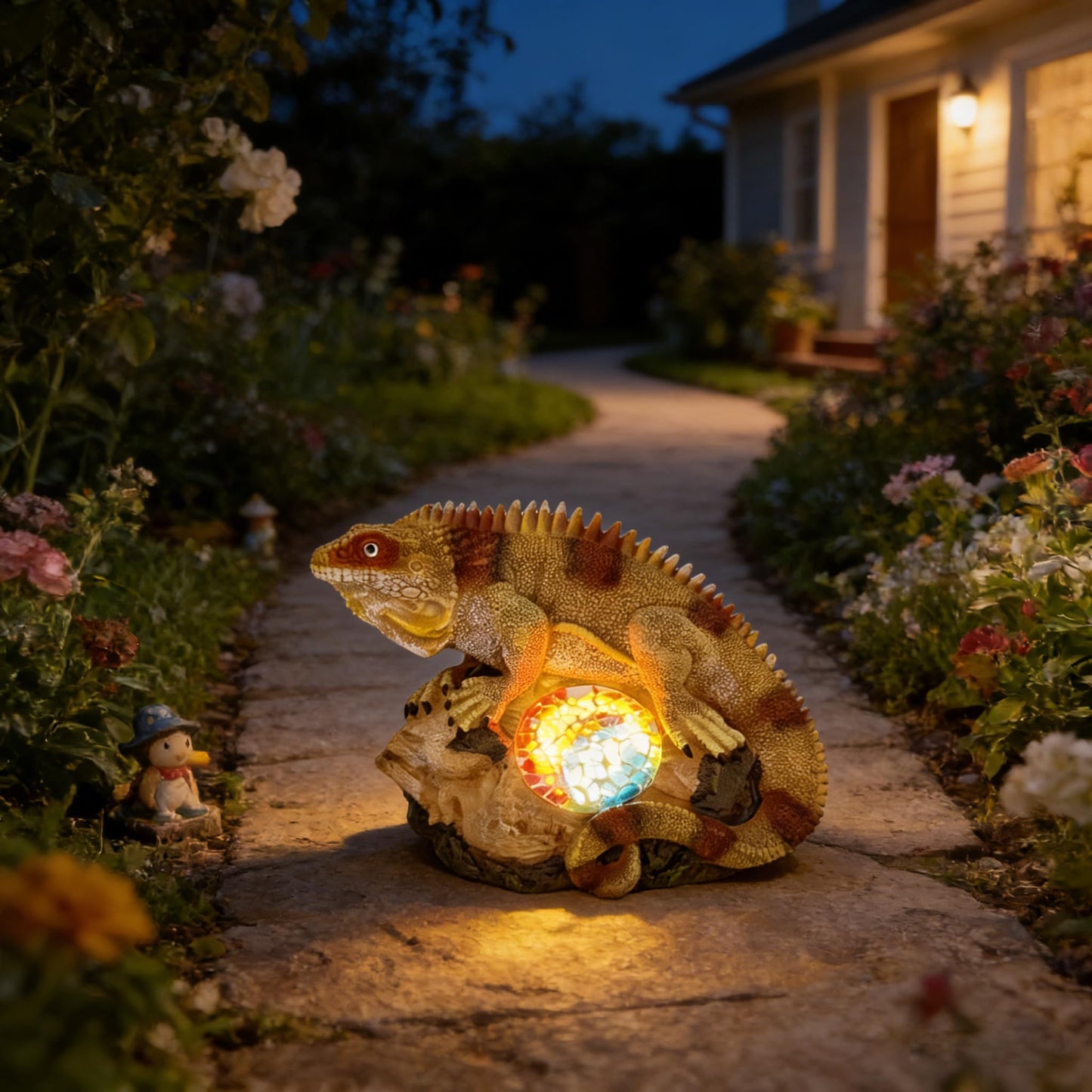 Vasesun Solar Iguana Garden Statues Decor for Outdoor, Khaki Iguana Figurine Lights for Lawn Patio Yard Decoration - Unique Christmas Housewarming Gifts for Grandma Wowen Mom