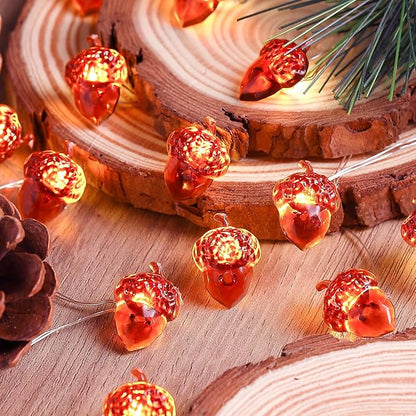 Thanksgiving Lights Fall Decorations Acorn Lights 30 LEDs 10ft Battery Powered, Fall Decor for Fireplace Farmhouse Autumn Tree Ornaments Home Decor