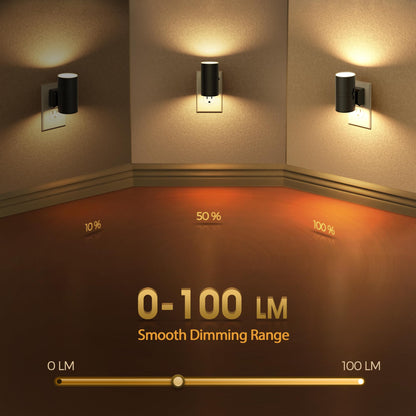 Briignite Night Lights Plug into Wall, Modern LED Night Light Plug in, Dusk to Dawn Sensor, Soft White 3000K, 0-100LM Adjustable Brightness, Dimmable NightLight for Hallway, Bedroom, Stairway, 2 Pack