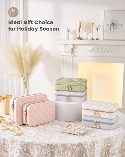 Lolalet Travel Jewelry Case for Women Girls, PU Leather Jewelry Organizer with Clear Storage Bag Small Portable Jewelry Box for Necklace Bracelet Earring Ring Birthday Bridesmaid Gifts -Large/Black