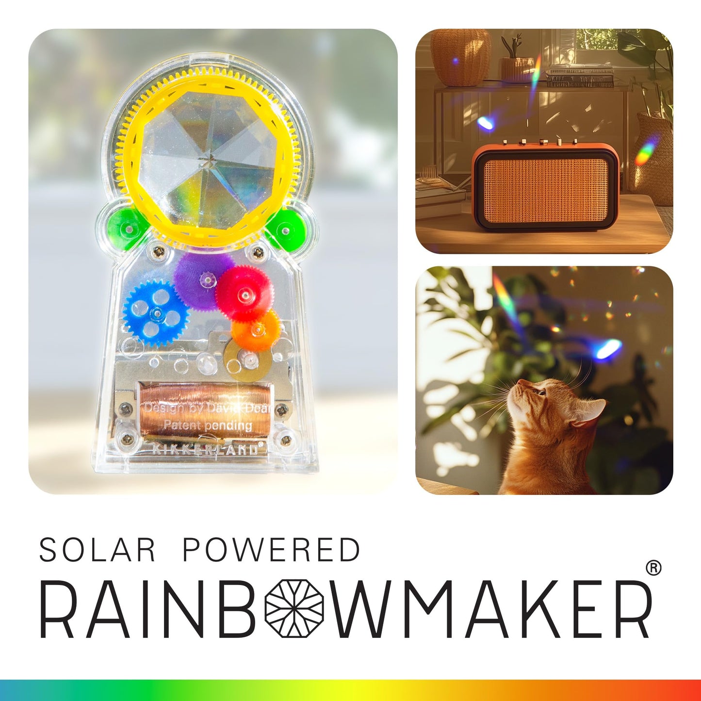 Kikkerland Solar Powered Rainbow Maker – Prism Suncatcher, Fun Home Window Decor – Unique Gift for Christmas & Birthdays – Standing Crystal