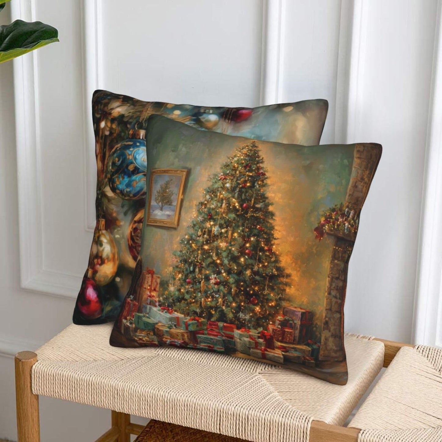 Mshutbna Christmas Tree Pendant Throw Pillow Covers 18x18 inch Set of 2 Pillow Case Cushion Cover for Home Sofa Couch Living Room Car Decor