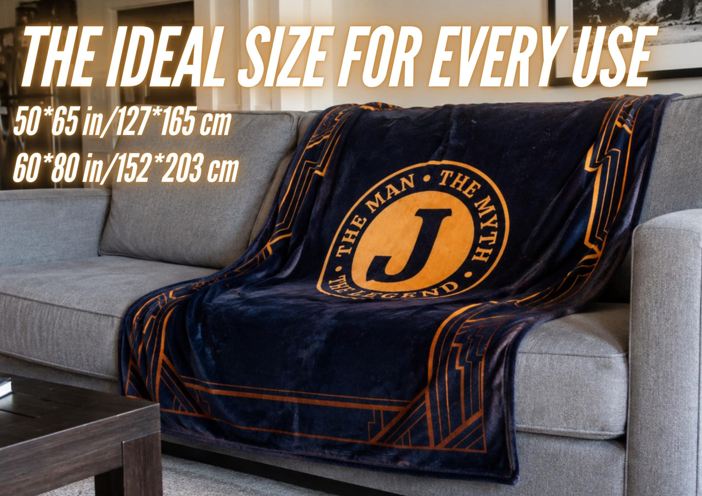 InnoBeta Gifts for Men, Initial Mens Gifts for Him, Birthday Gift Ideas, Mens Blanket, 300gsm Flannel Throw Blanket Gift for Dad, Grandpa, Husband, 50"x 65", B