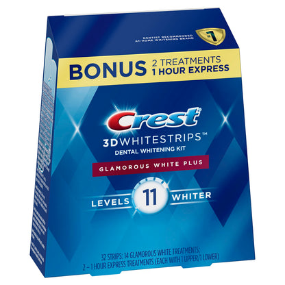 Crest 3D Whitestrips Glamorous White, 3D White, Teeth Whitening Strip Kit, 32 Strips (16 Count Pack) - Crest Teeth Whitening Strips, Teeth Whitening Kit - Packaging May Vary