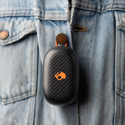 Skullcandy Push Play Active Wireless Earbuds, Bluetooth Headphones, Noise Isolating Fit, 34 Hrs Battery, Secure-Fit Over-Ear Hanger, Sweat Water Resistant, Microphone for iPhone Android - Black/Orange