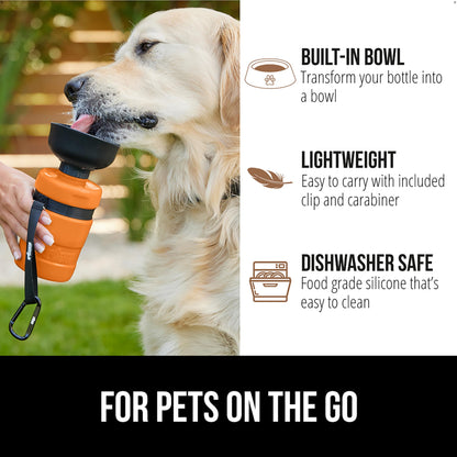 GORILLA GRIP Dog Water Bottle, Portable Water Bowl Dispenser for Dogs, 20 oz Leak Proof Pet Travel Squeeze Bottles, Food Grade Silicone, to Go Puppy Essentials, Hiking Camping Trip Accessories, Black