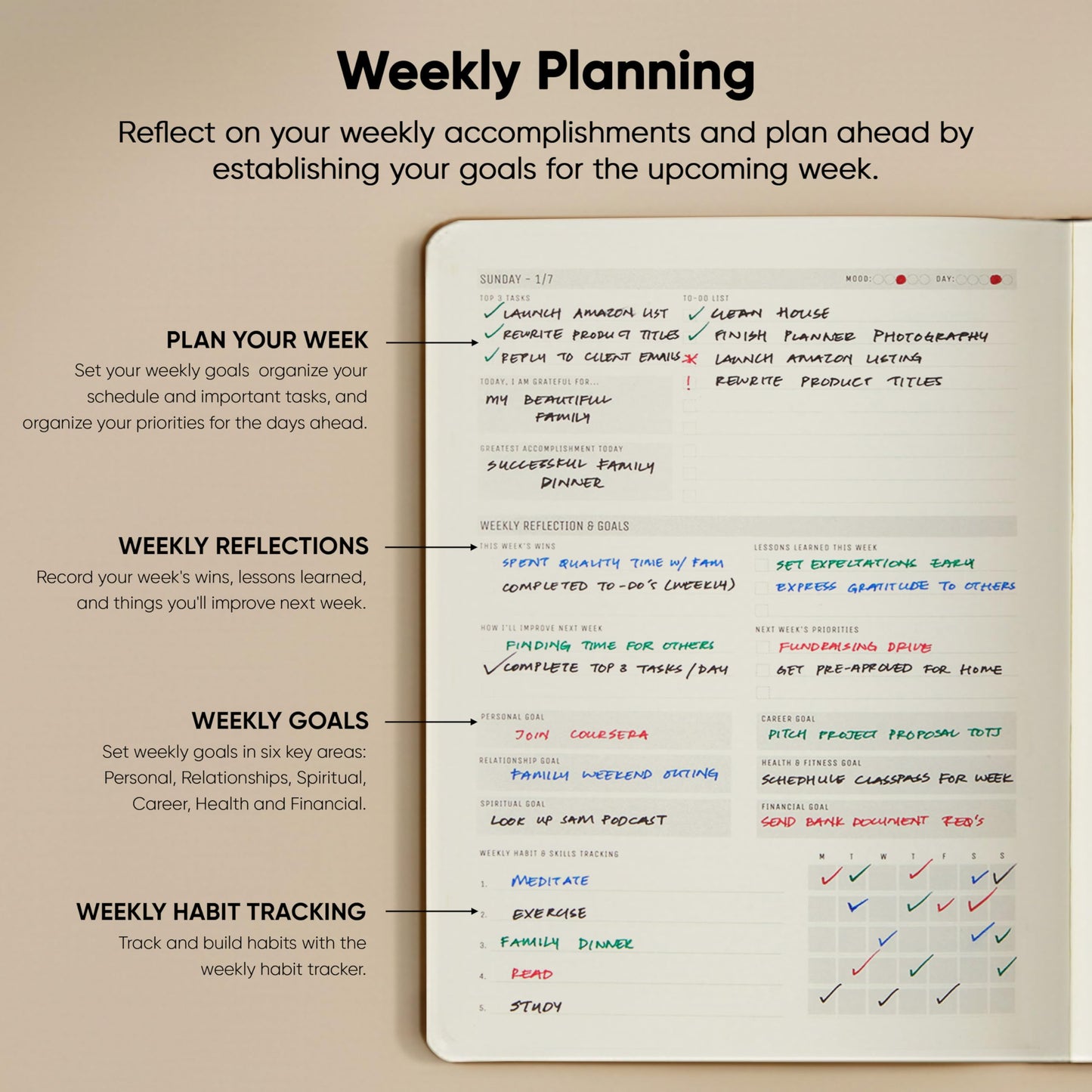 Dated, 2026 Planner, 8.5" x 11" - The Productivity Planner to Achieve Your 2026 Goals - Planner 2026-2027 by PRODUCTIVITY STORE (A4, BROWN)