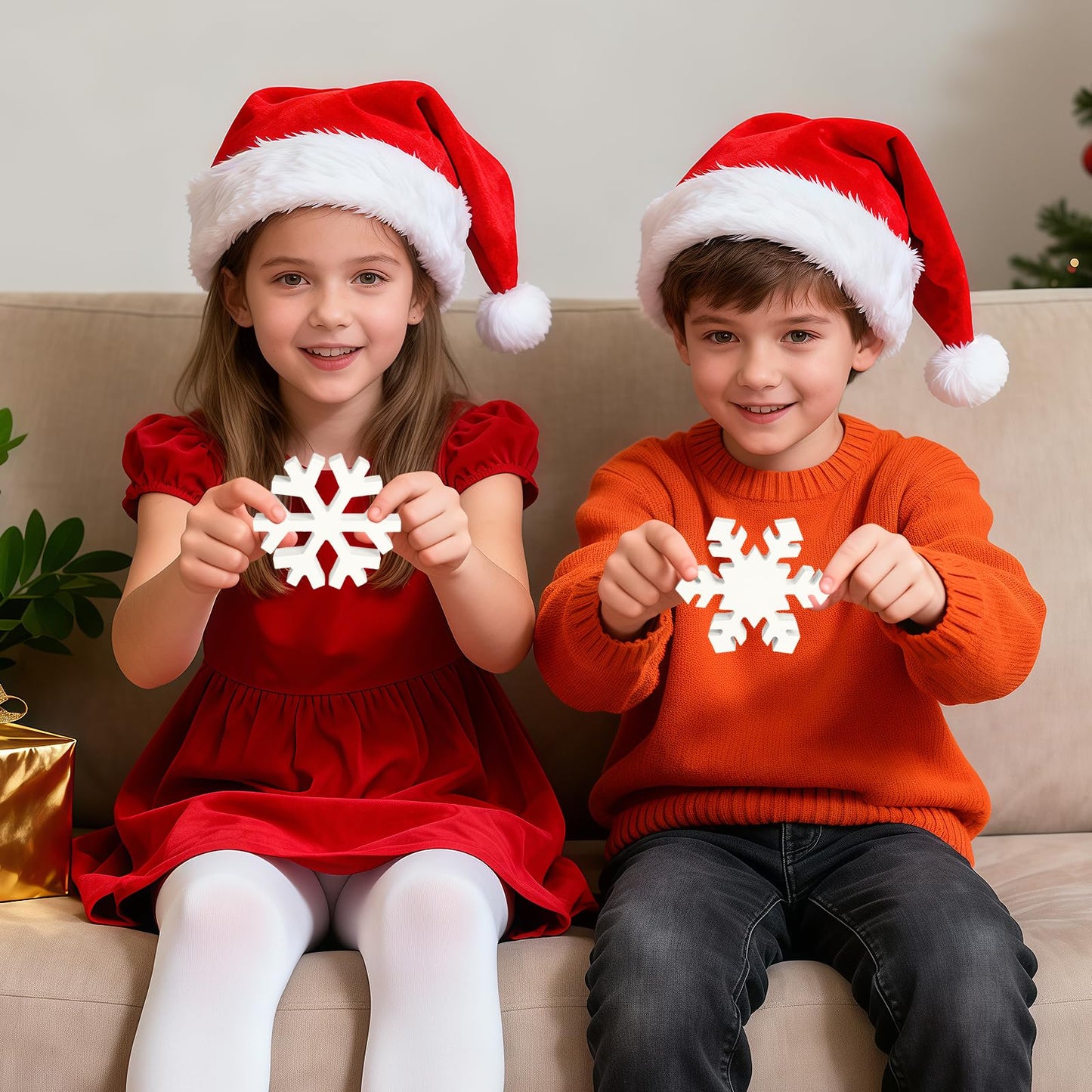 PAIVSUN 6Pcs Christmas Wooden Snowflake Decor Winter Snowflakes Table Signs Centerpieces Decorations Standing for Xmas Holiday Party Home Tabletop (White)