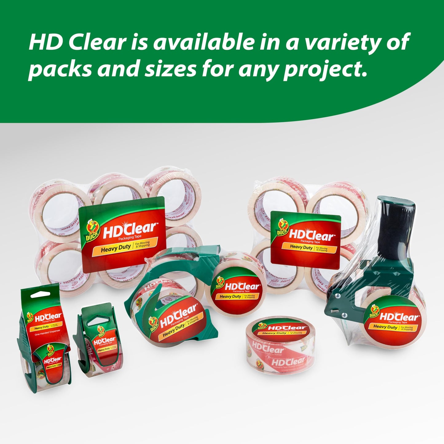 Duck HD Clear Packing Tape Refills - 6 Rolls of Heavy Duty Shipping and Moving Packing Tape - Clear Strong Packaging Tape for Boxes, Packing and Moving Supplies - 1.88 In. x 54.6 Yards (441962)