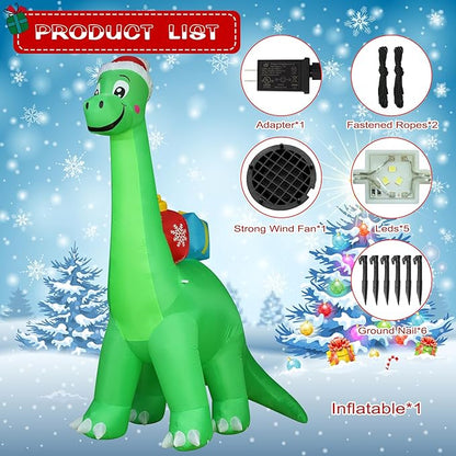 Onory 10 FT Christmas Inflatables Outdoor Decorations Inflatable Christmas Dinosaur with Build-in LEDs Blow up Holiday Decorations for Yard Garden Outdoor Indoor Decor