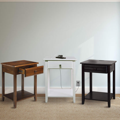Casual Home Owl Night Stand with USB Port Charging Station and Drawer, 17.5" W x 14.25" D x 24.5" H, Natural Gray