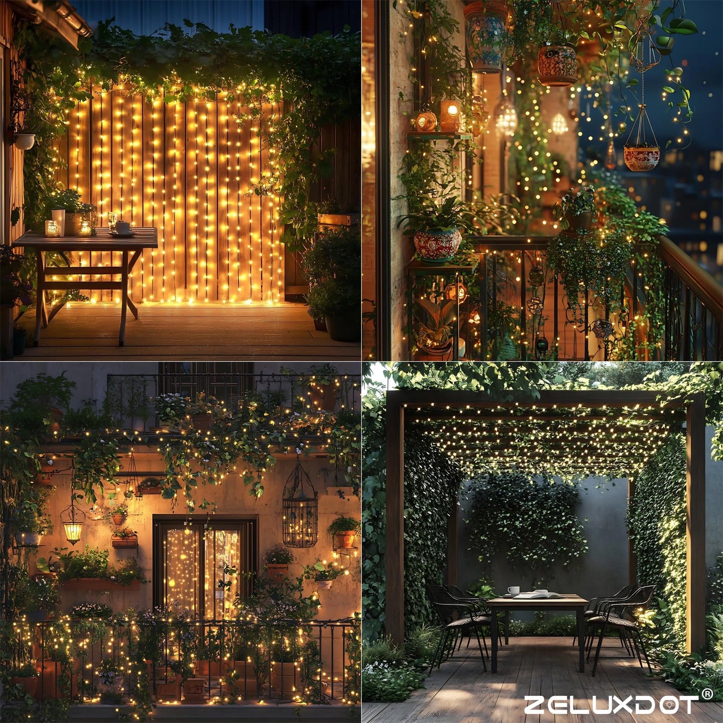 ZELUXDOT Fairy Lights Plug in,400FT 1200LEDs Waterproof Led String Lights,8 Modes Remote Twinkle Light for Outdoor Indoor Christmas Wedding Birthday Garden Party Decorations,Green Wire,Warm White