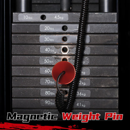 Lasnten 6 Pcs Weight Stack Pin Magnetic Universal Gym Weight Pin 0.4 inch Drop Set with Pull Rope for Plate Apertures Above 10.5 mm Heavy Duty (Red)