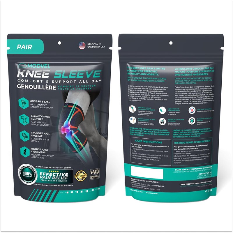 Compression Knee Brace for Men & Women - 2 Pack Support Sleeves for Running, Pain Relief & Injury Recovery | Ideal for ACL & Arthritis