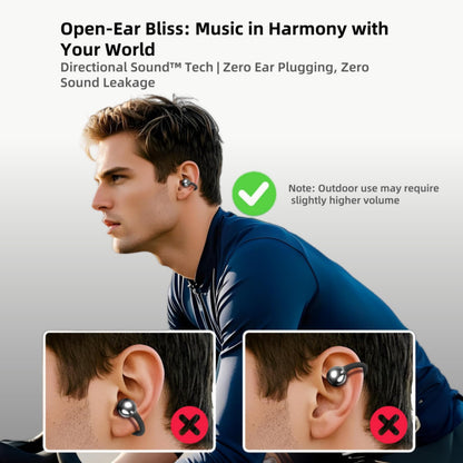 Clip On Earbuds Touch Screen,Wireless Open Ear Headphones with Bluetooth 6.0，50h Battery Life，Lightweight Comfort Sport Earbuds Built-in Mic IPX7 Waterproof Earphones for Running Fitness,black