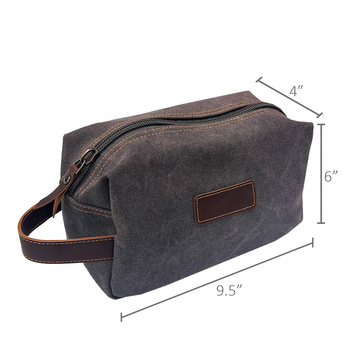 Eurow Luxe Mens Premium Canvas Toiletry Bag With Faux Leather Handstrap For Travel, Organize Bath Supplies, Grooming & Shaving Kits, Personal Hygiene, Travel Essentials, Gray