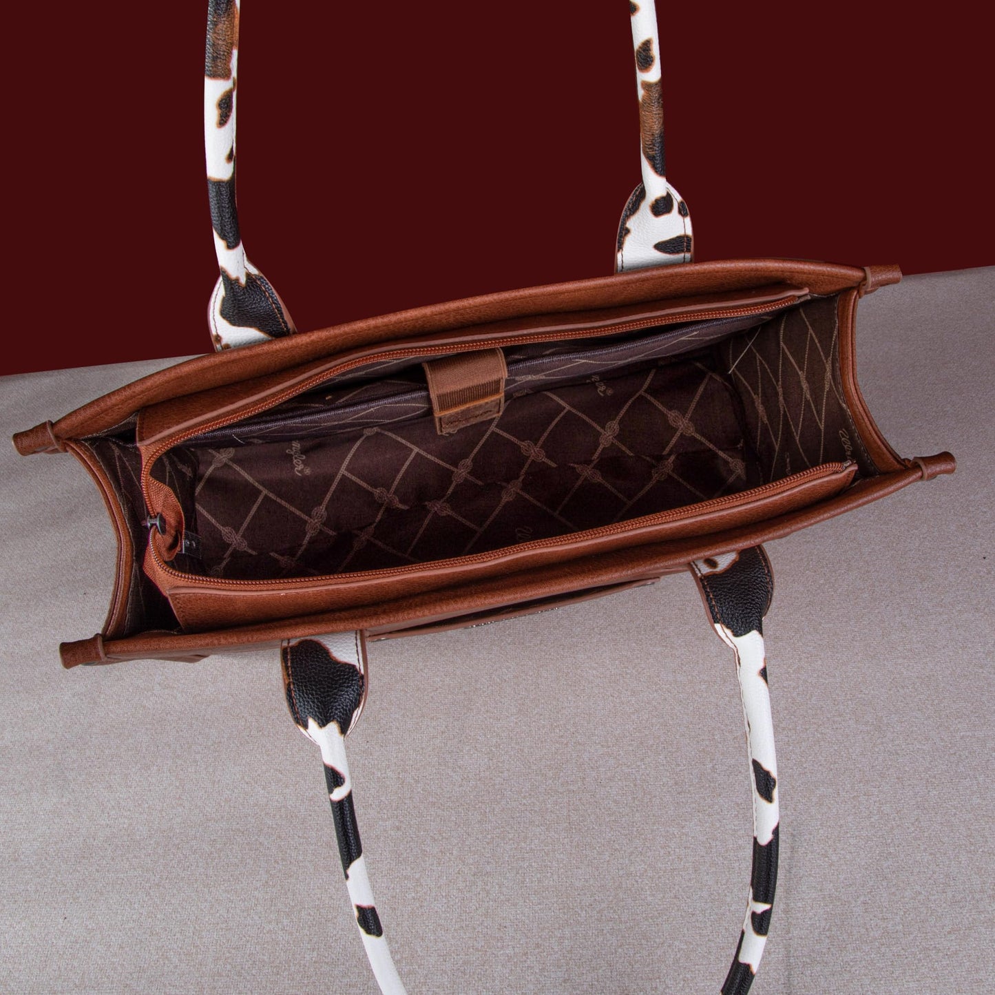 Montana West × Wrangler Vintage Satchel Tote Handbag Western Cow Print Purse for Women Top Handle Large Work Tote Bag WG-HB-102G-8119-BR