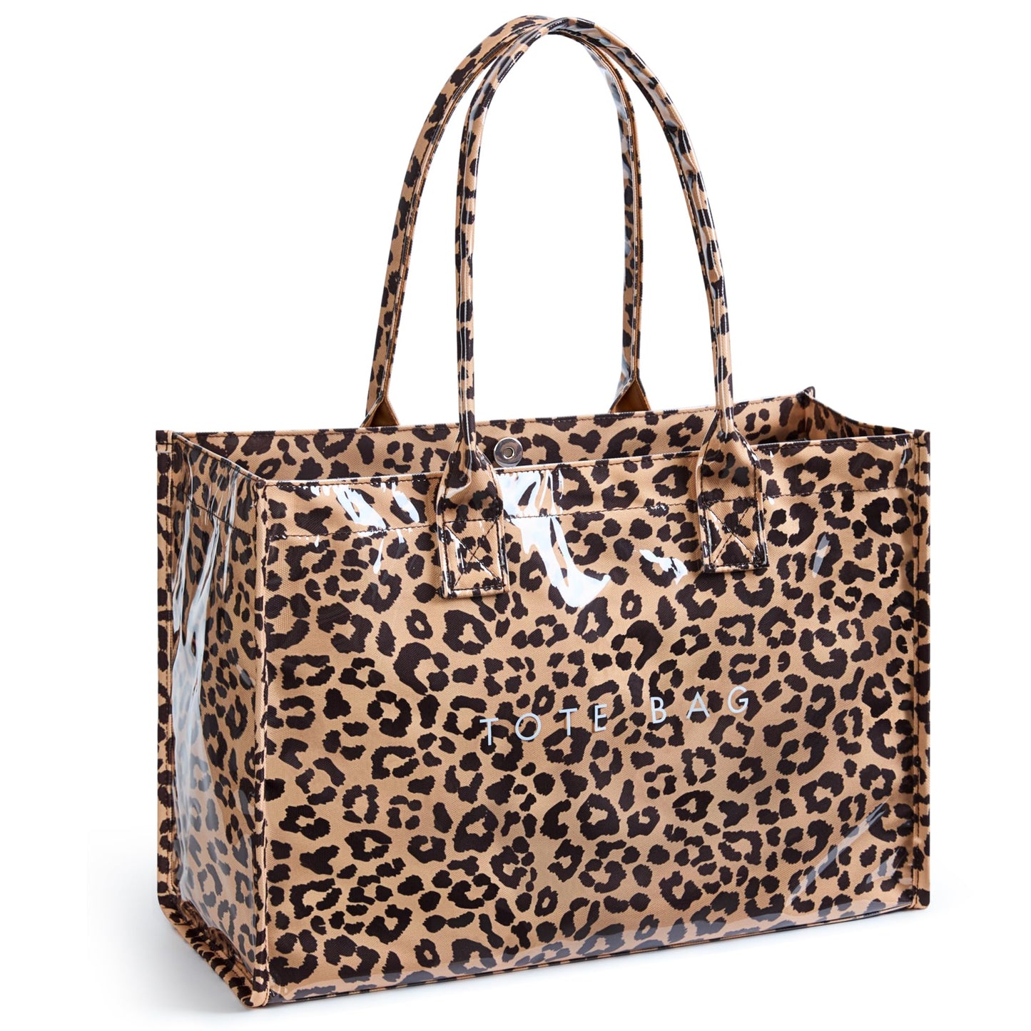 KALIDI PVC Tote Bag Women’s Kraft Paper Work Handbags Purses with Top Handle,Leopard