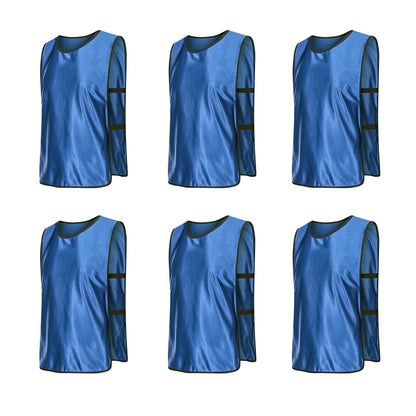 RE-HUO 6 Pack Scrimmage Vests/Sport Basketball Pinnies/Soccer Bibs for Kid and Adult (Navy Blue, L)