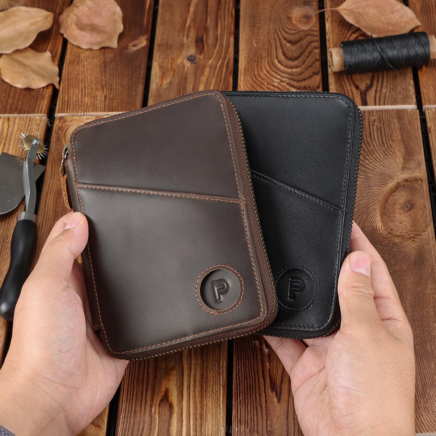 Polare Full Grain Leather Travel Passport Wallet With AirTag Slot RFID Blocking Passport Holder Soft Bifold Cover Case with YKK Zipper