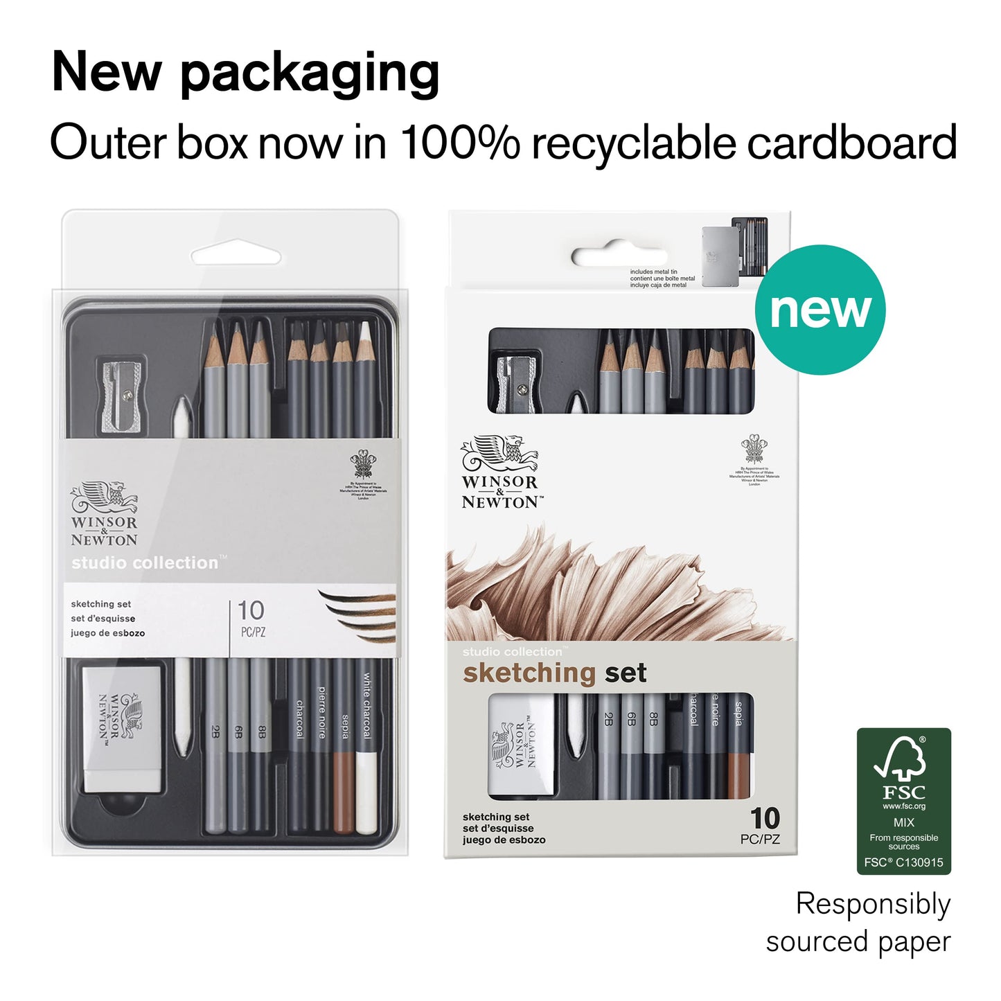 Winsor & Newton Studio Collection Artist Pencils, Sketching Pencils, Set of 10