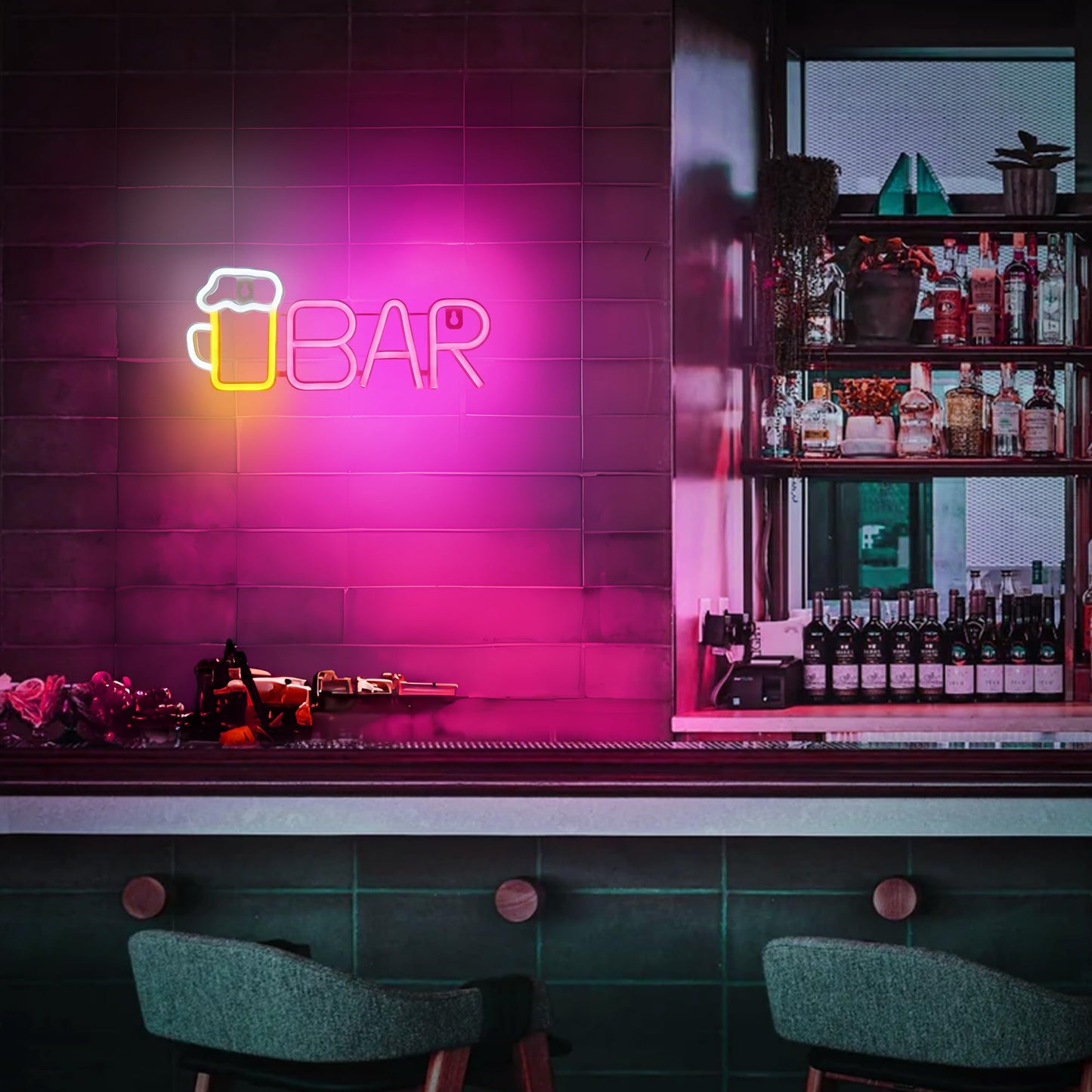 Attivolife Bar Neon Sign, Bright LED Lights with USB Powered, Light up Wall Decor for Bedroom, Man Cave, Unique Business Lamp for Club, Store, Party, Bistro, Birthday Christmas Gifts (13.97 * 5.62in)