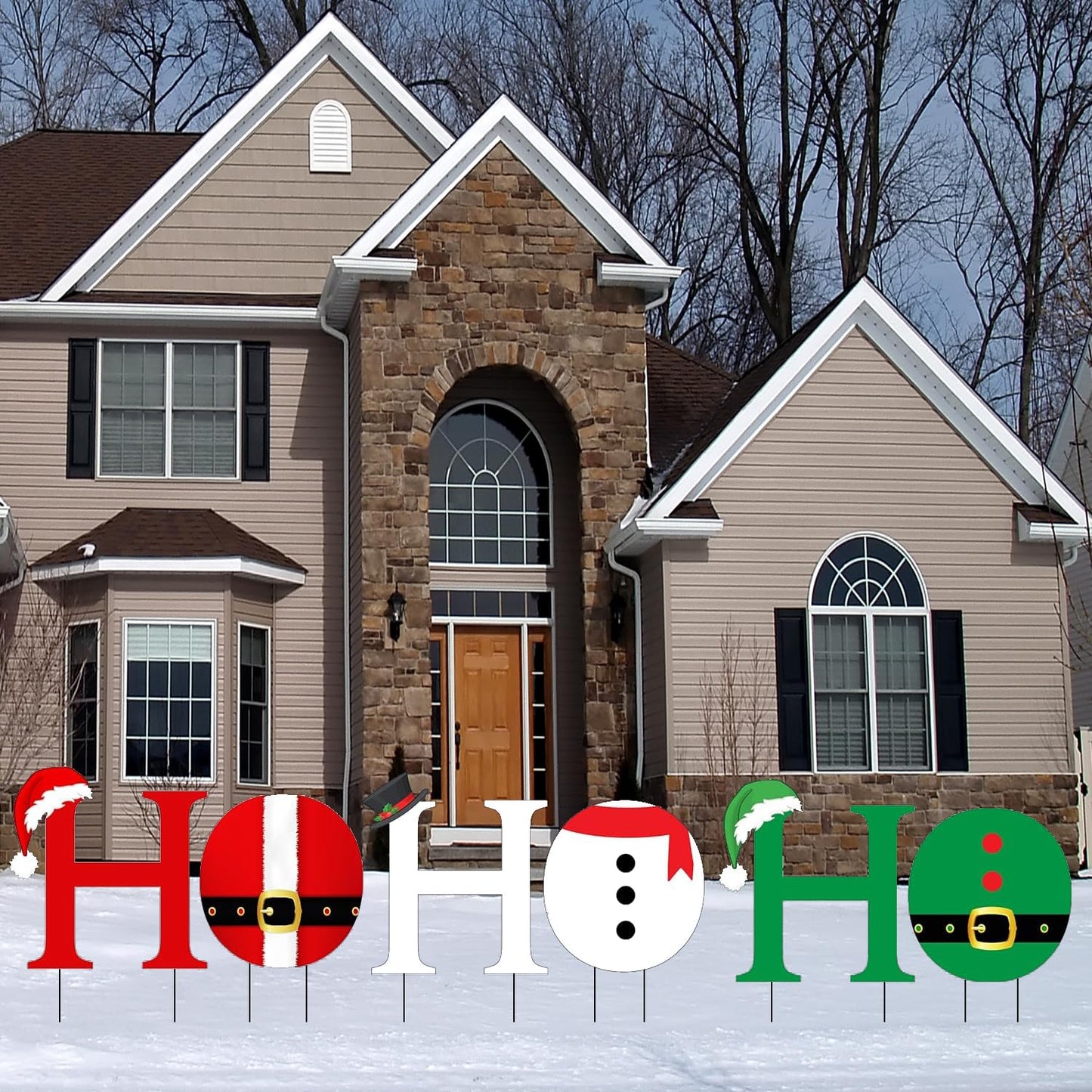 Rogue River Tactical Ho Ho Ho Santa Snowman Elf Christmas Classic Yard Sign for Home Decor and Lawn Decoration With Stakes, Happy Holidays Merry Christmas, XMAS Holiday Sign