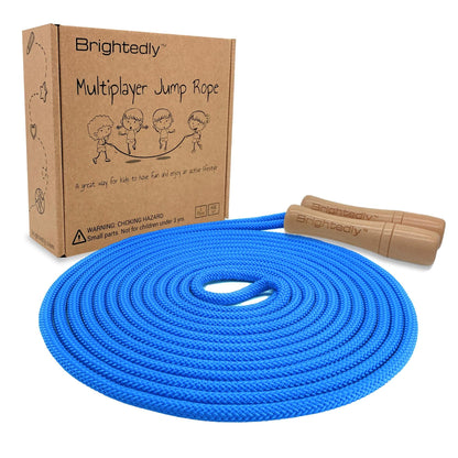 16 FT Long Jump Rope for Kids, Multiplayer, Adjustable | Classic Look Wooden Handle | Durable Kids Jumping Rope, Skipping Rope, Outdoor Fun, Party Game, Birthday Gift