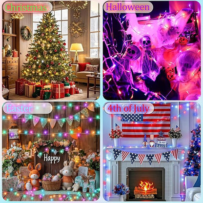Color Changing Christmas String Lights with Remote, 4 Pack Total 66.6 FT 200 LED Halloween Lights Indoor Outdoor Decoration, 34 Colors Twinkle Fairy Lights for Xmas Tree Dorm Classroom Decoration