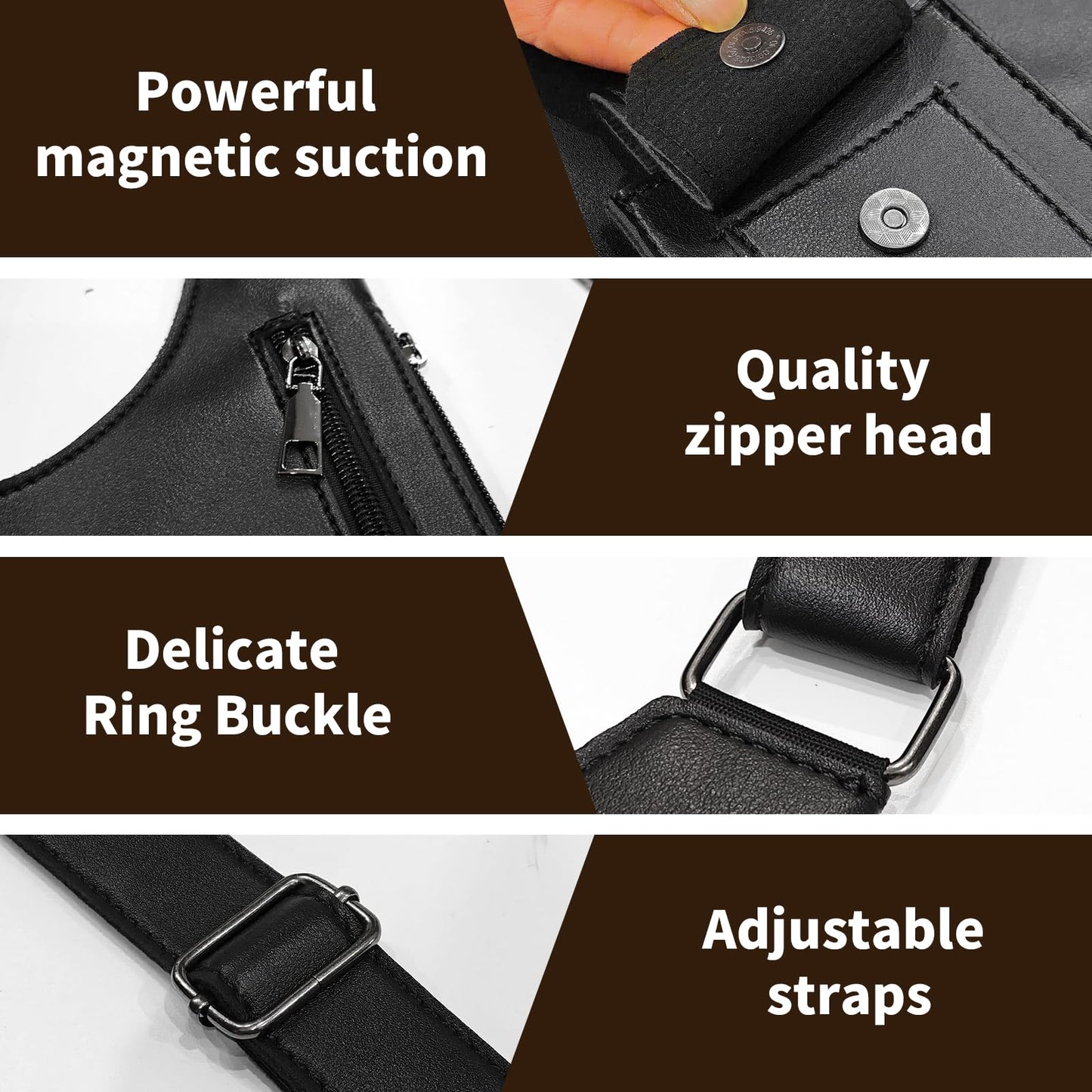 Men's Double Shoulder Armpit Bag,Anti-Theft Underarm Wallet,Fashion Leather Double Shoulder Straps Holster Wallet Adjustable Leather Multi-Purpose Armpit Tactical Bag,Travel Outdoors