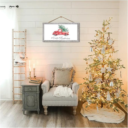 Farmhouse Wall Decor Sign Christmas Decoration Indoor Christmas Wall Decor With 10 Interchangeable Holiday Sayings Merry Xmas Sign for Xmas Thanksgiving Rustic Home Decors Living Room Bedroom 9x17
