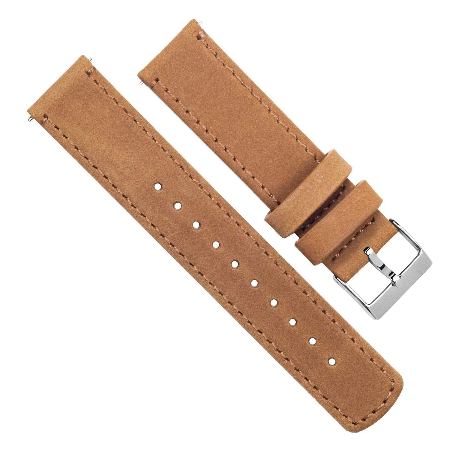 BARTON WATCH BANDS Quick Release Top Grain Leather Watch Band Strap, Gingerbread Leather/Gingerbread Stitching, 22mm