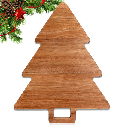 Christmas Kitchen Decor Tree Charcuterie Board Gift Acacia Wood Cutting Board with Handle Holiday Decorations Platter Wooden Xmas Cheese Boards Decorative Charcuterie Board Food Serving Tray