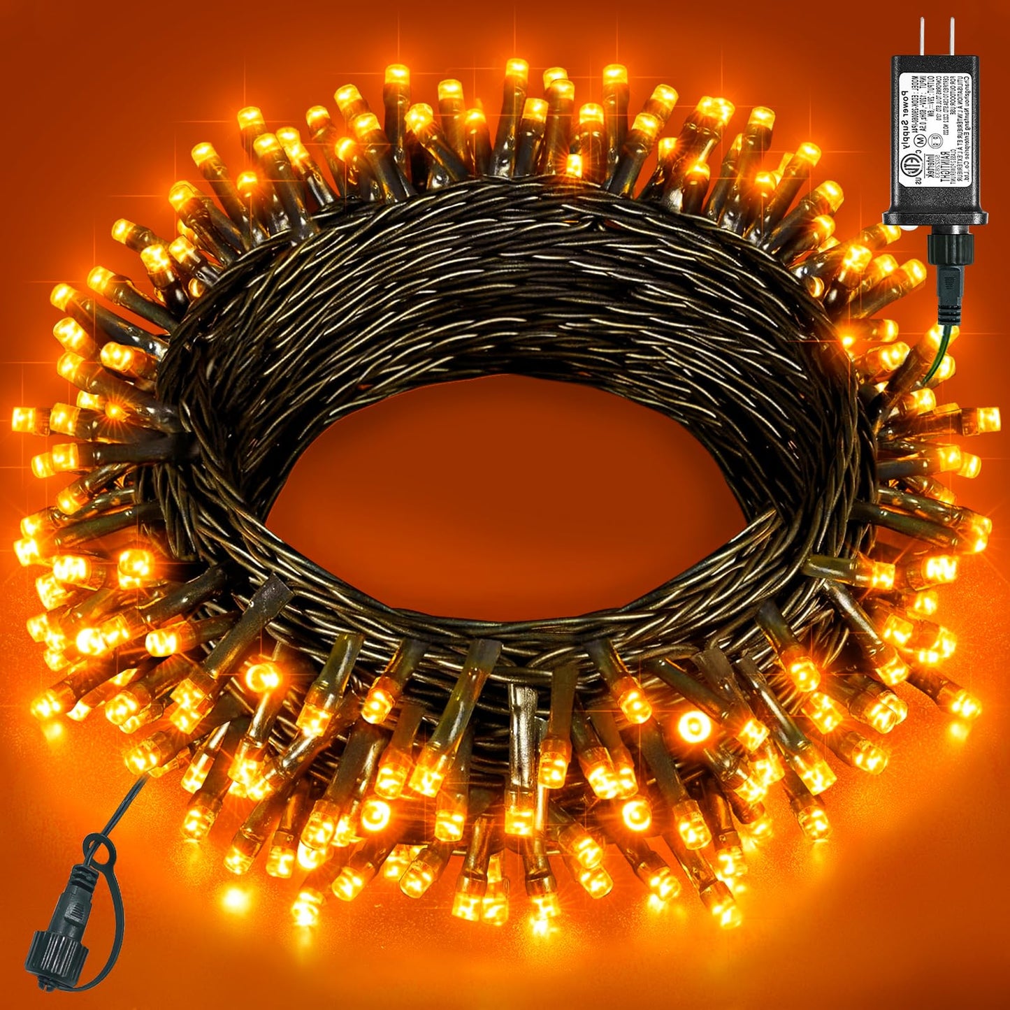 XmasBokeh 40FT 120 LED Christmas Lights Outdoor, Orange Christmas String Lights Waterproof, 8 Modes Connectable Christmas Tree Lights for Indoor Bedroom Xmas Tree Garden Holiday Decorations