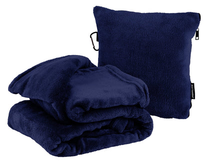 Well Traveled - 2 in 1 Fleece Travel Blanket with Stuffable Pillowcase for Air Travel - Convenient Design for Easy, Comfy Travel