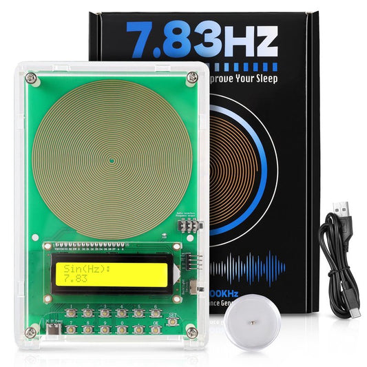 0.01Hz-200kHz Adjustable Frequency Generator for Healing Schumann Sine Waves Resonance Generator 7.83Hz Ultra Low Frequency Generator Resonator with Acrylic Case