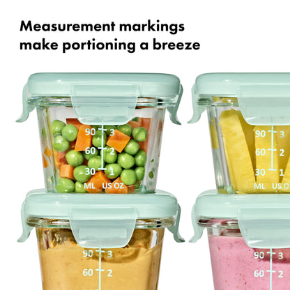 OXO Tot Glass Baby Blocks Food Storage Containers (4 oz) - Opal
