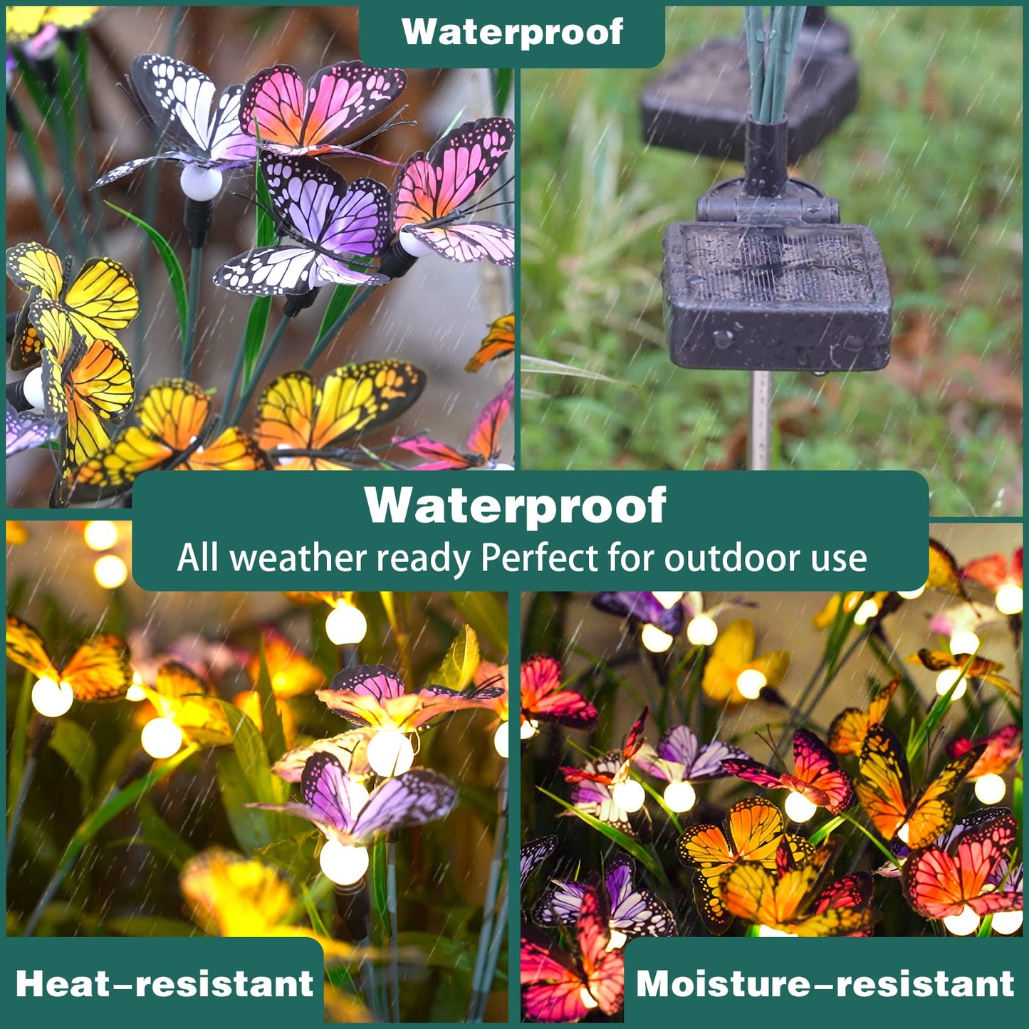 TONULAX Solar Garden Lights - Swaying Butterfly Light, Swaying in The Wind, Solar Outdoor Lights, Yard Patio Pathway Decoration, High Flexibility Iron Wire & Realistic Butterflies (2 Pack)