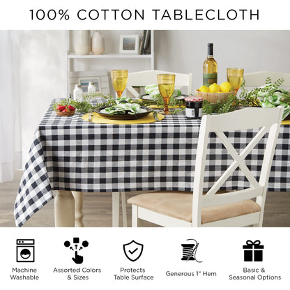 DII 100% Cotton, Machine Washable, Everyday French Stripe Kitchen Tablecloth for Dinner Parties, Summer & Outdoor Picnics - 70" Round Seats 4 to 6 People, Gray