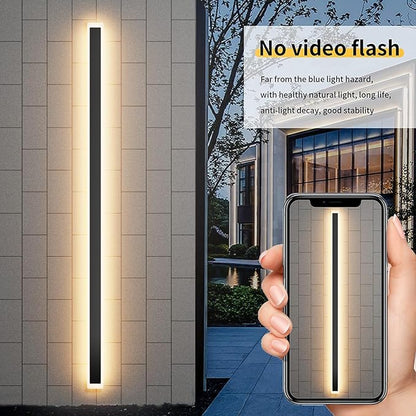 Aipsun Porch Wall Lights 78.7 inch Long Strip Modern Outdoor Wall Light Fixture 1 Pack, 55W Black Wall Mount Lighting Sconce Exterior Lights Wall Sconce 3000K for House Living Room Corridor