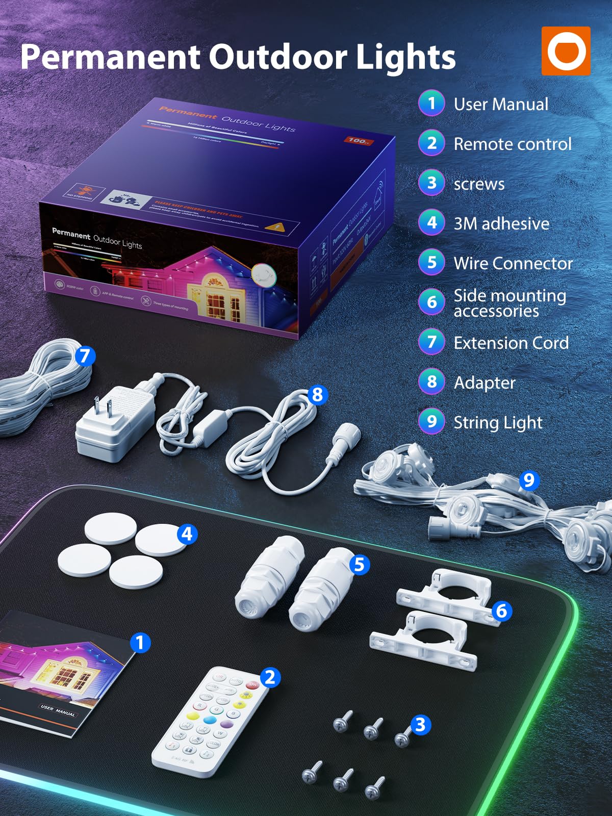 addlon Permanent Outdoor Lights, 100FT with 50 Dual-LED, Cuttable & Extendable, Remote & App Control RGB Eave Light, IP67 Waterproof Outdoor Lighting for House, for Halloween Décor, Christmas Light
