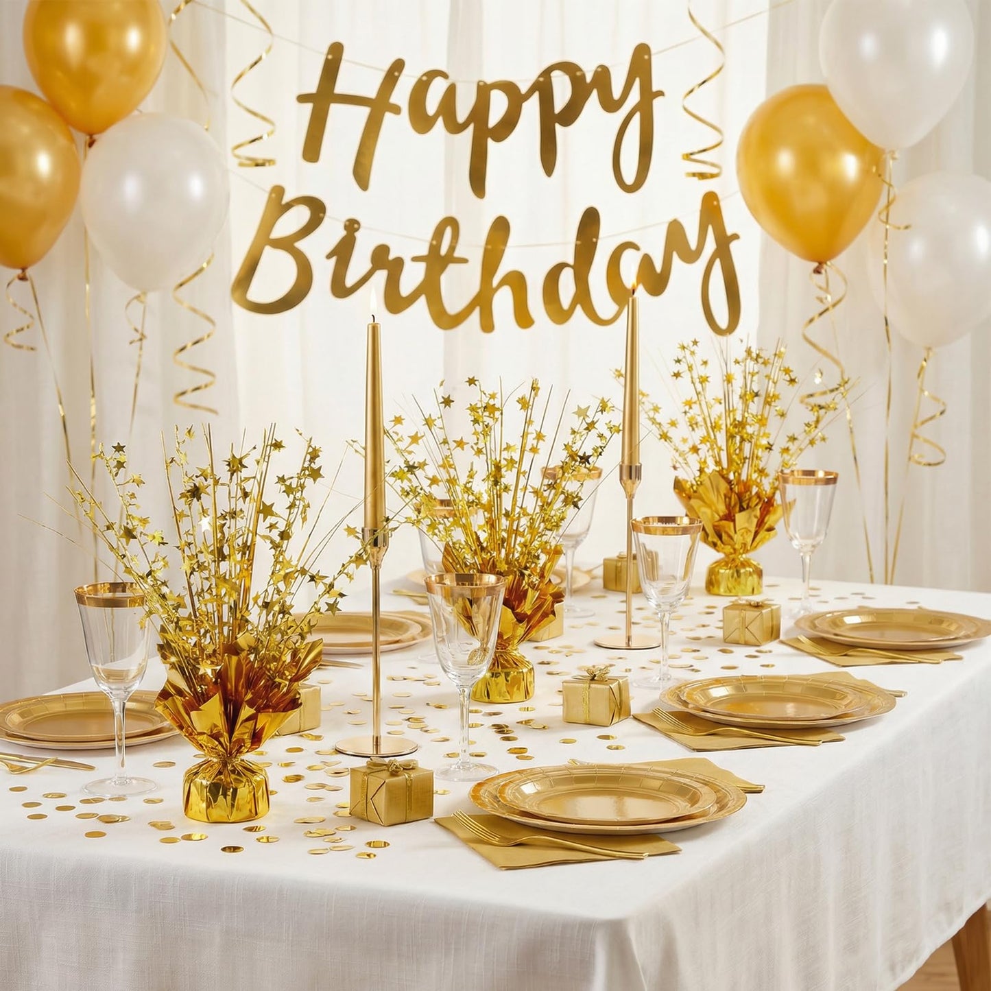 Moheaaei Centerpiece Star Table Decorations, 10 Pcs Glitter Gold Star Centerpieces for Party, Metallic Foil Spray Table Topper Decor for Birthday Wedding Anniversary New Year Holiday