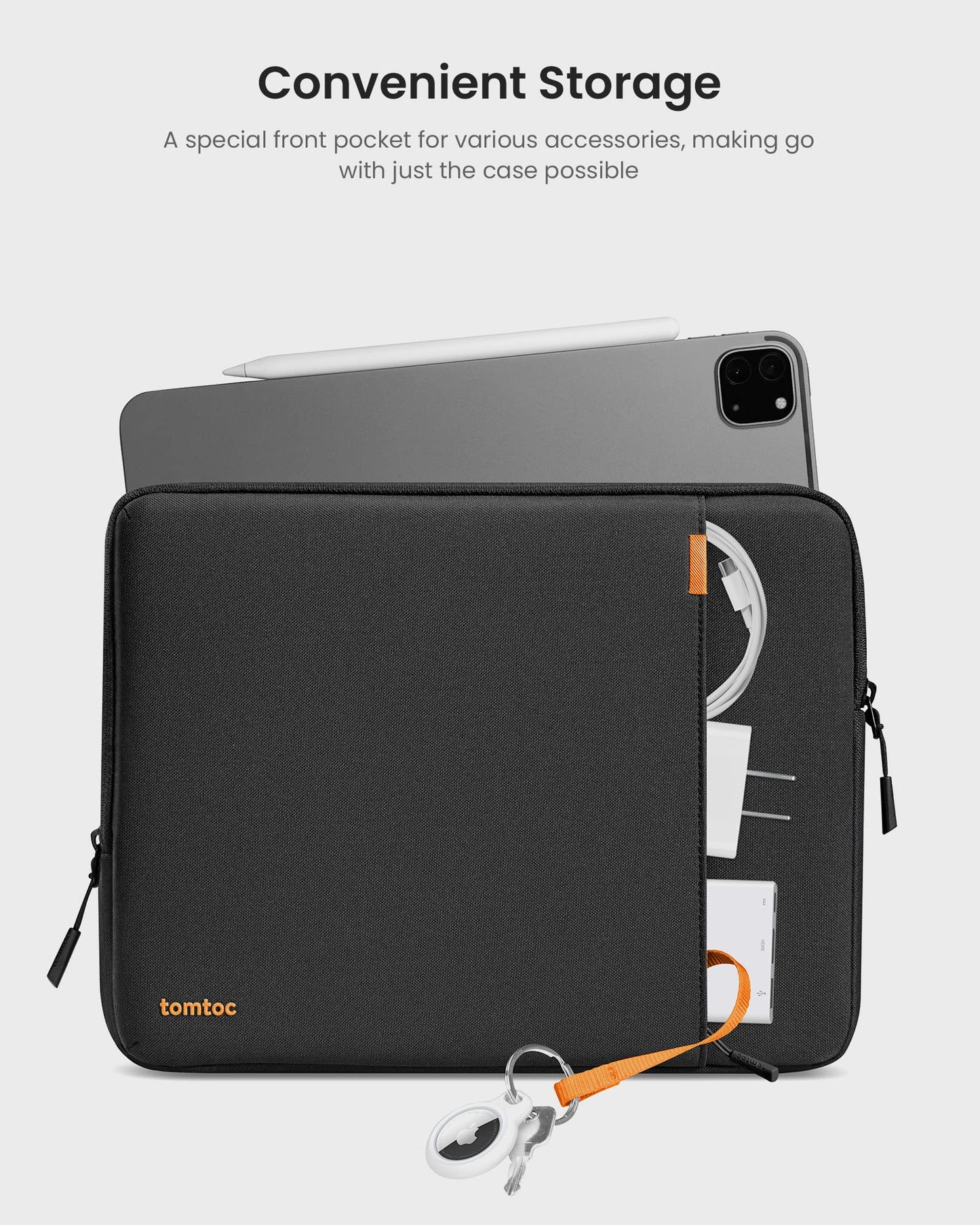 tomtoc 360° Protective Tablet Sleeve for 2026 iPad Air 11-inch (M4/M3/M2), iPad Pro 11-inch (M5/M4/4th/3rd/2nd/1st Gen) with Magic Keyboard/Smart Keyboard Folio, 11" iPad Water-Resistant Tablet Case