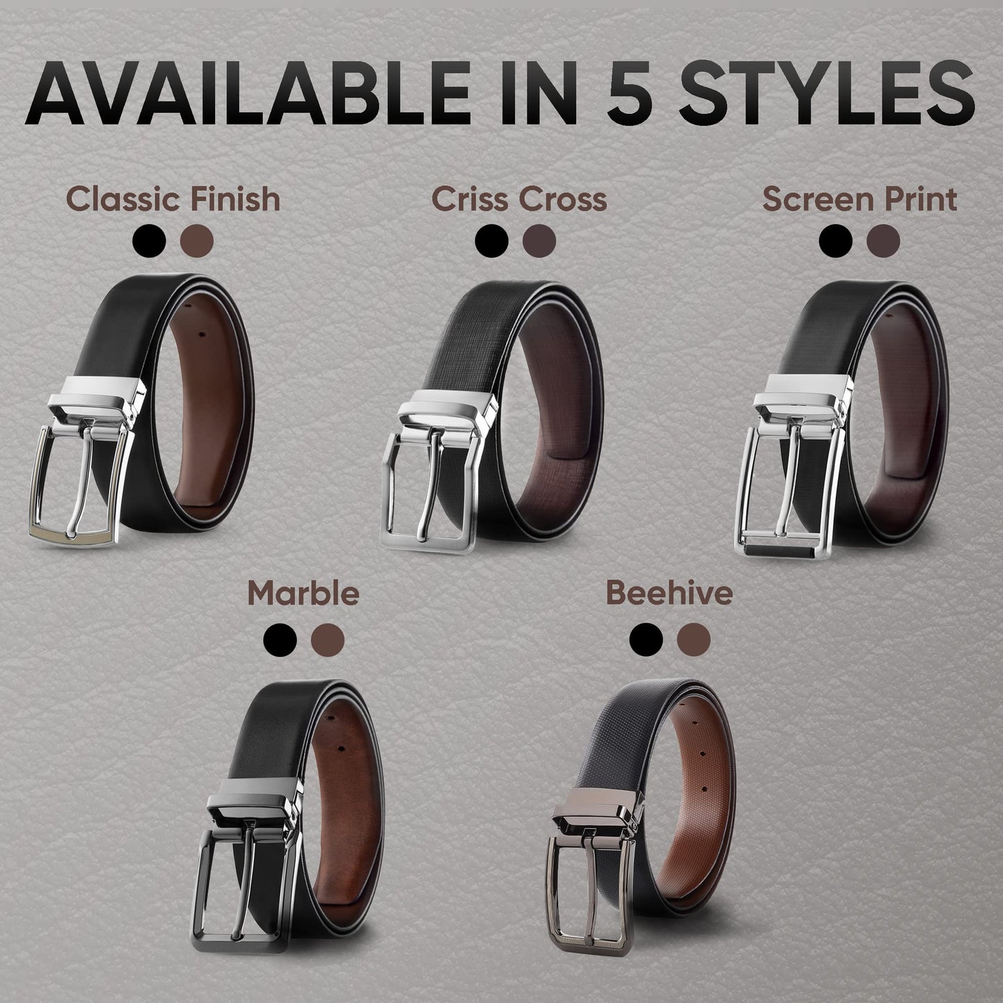 Prospero Comfort - Reversible Belts for Men, Italian Top-Grain Leather Belt for Men, 2-Toned Men’s Belts, Men’s Belt for Casual Wear, 35mm Dress Belt, Criss Cross Brown and Black Belt Men’s Size 40
