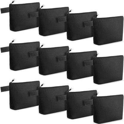 Weewooday 12 Pieces Blank Canvas Makeup Bags with Bottom Handle Bulk Sublimation Blank Zipper Makeup Pouch Canvas Cosmetic Bags for Women Student DIY Craft Travel Toiletry Pencil(Black)