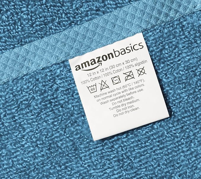 Amazon Basics Soft Cotton Washcloths, Lake Blue