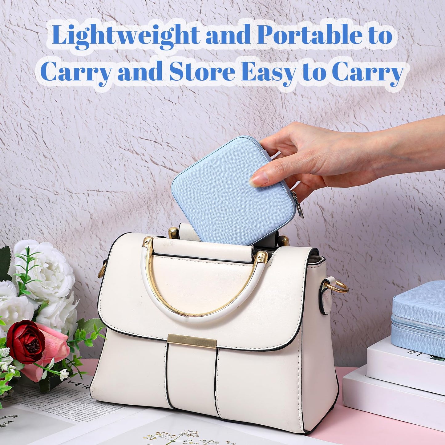moheaaei 12 Pcs Mini Jewelry Box Travel, Mini Blue Jewelry Box Organizer - Portable PU Leather Case for Rings, Earrings, Necklaces, Bridesmaid Gifts & Accessories Storage