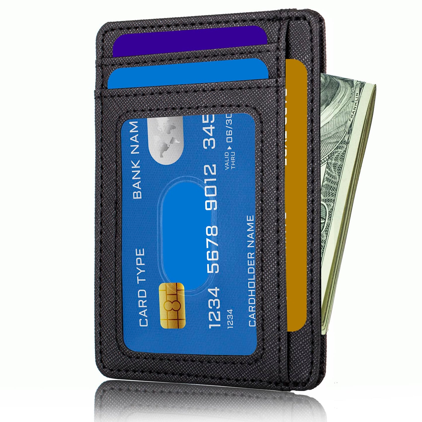 TOURSUIT Travel Minimalist Slim Front Pocket Wallet for Men Women, RFID Blocking Credit Card Holder Case (Cross Black)