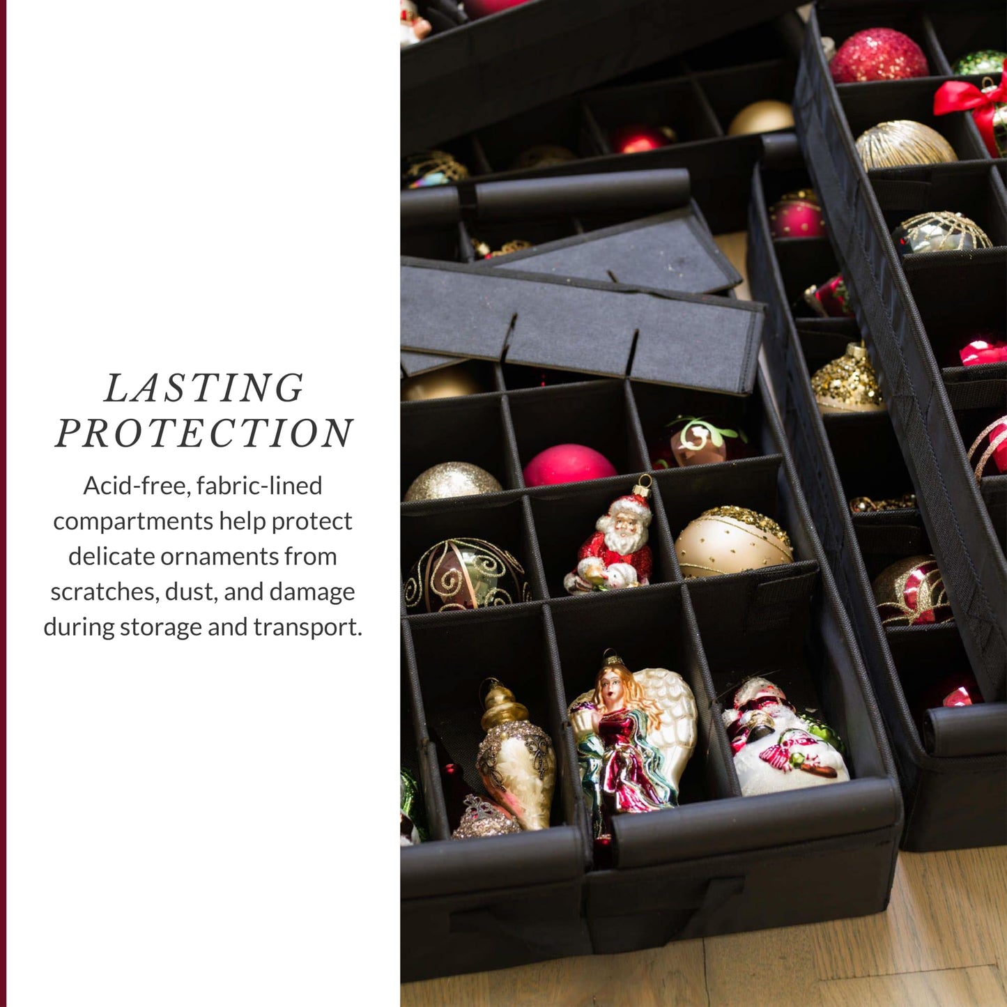 Balsam Hill Deluxe Rolling Ornament Chest - 150pc Christmas Decoration Storage with Dividers & Trays