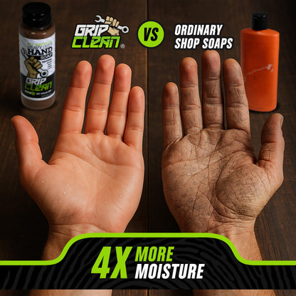Grip Clean - Hand Cleaner for Mechanics – Heavy-Duty Mechanic Soap, Liquid Hand Soap with Natural Pumice & Clay to Absorb Tough Grease, Oil & Dirt – Moisturizing Coconut Oil, Lime Scent (8oz)
